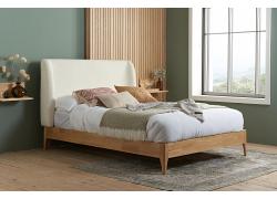 5ft King Size Halfen White Soft Fabric Upholstered Wood Bed Frame 1